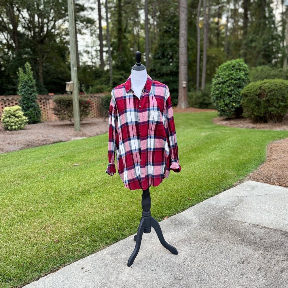 Old Navy Red and White Plaid Shirt